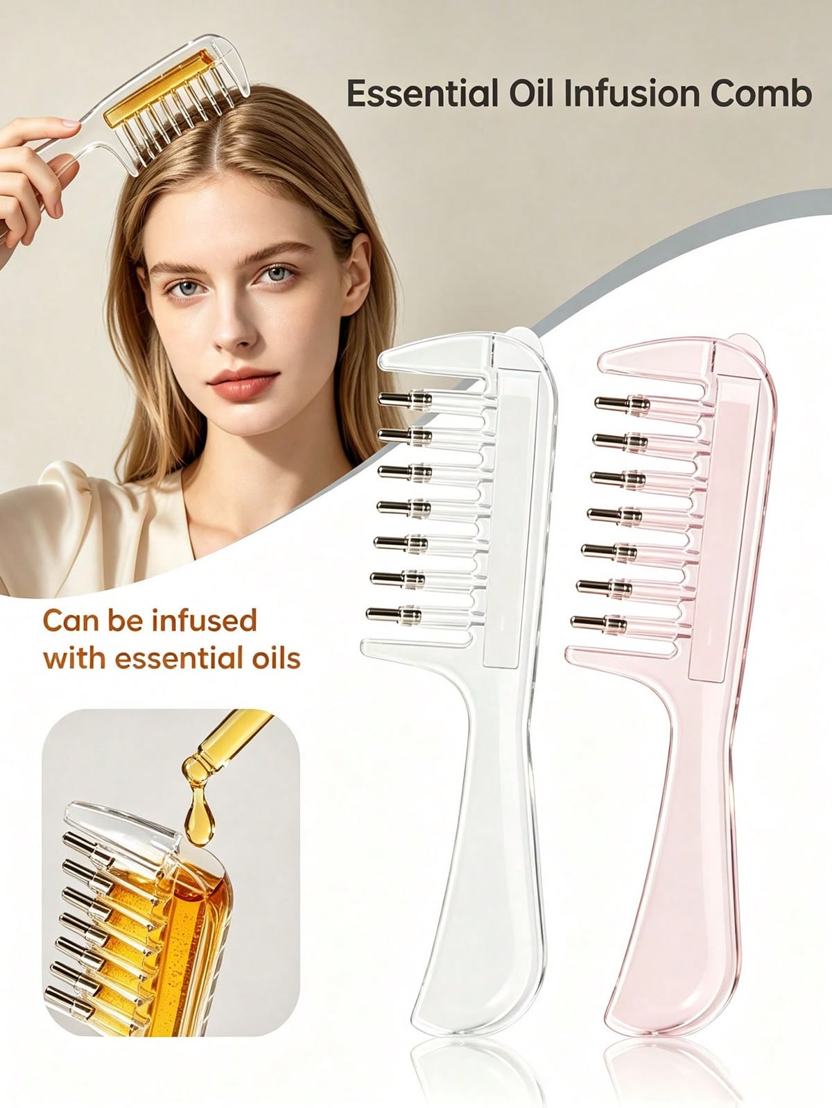 ✨ Essential Oil Infusion Scalp Massage Comb – Gentle Hair & Scalp Care